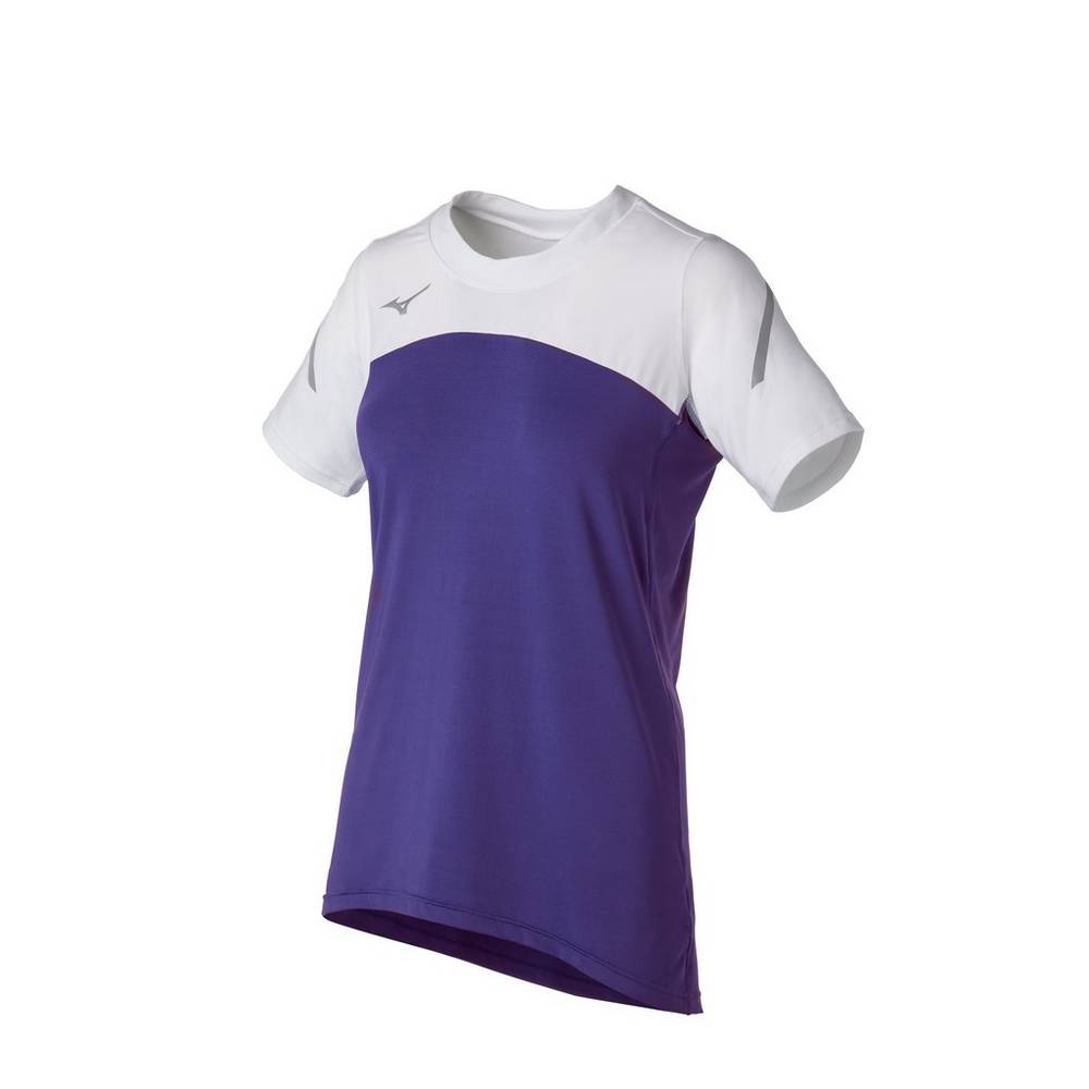 Mizuno Techno VII Short Sleeve Női Mezek Lila/Fehér BEK517834